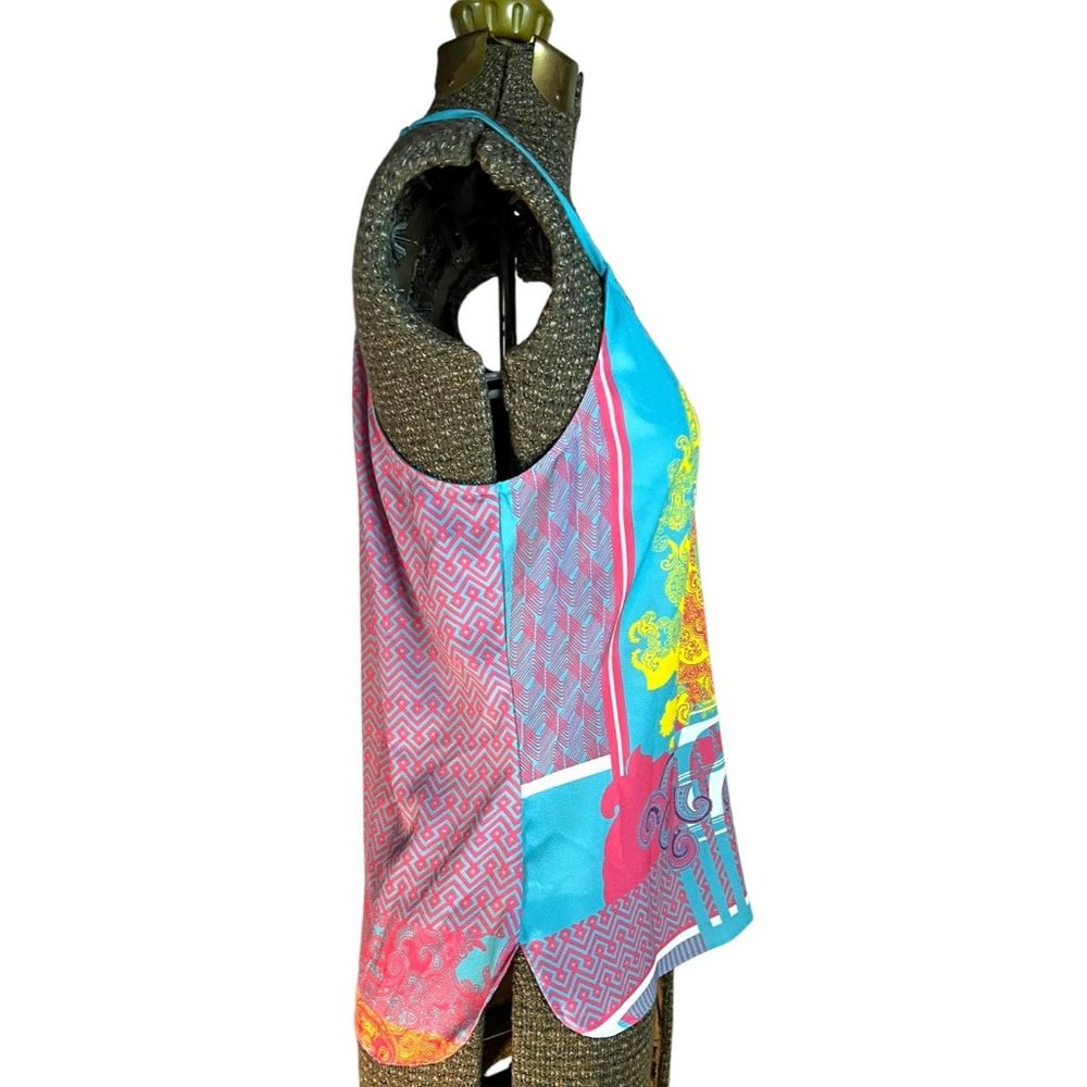 Hale Bob Top Womens Size XS Tank Top Blue Pink V-Neck - Picture 4 of 8